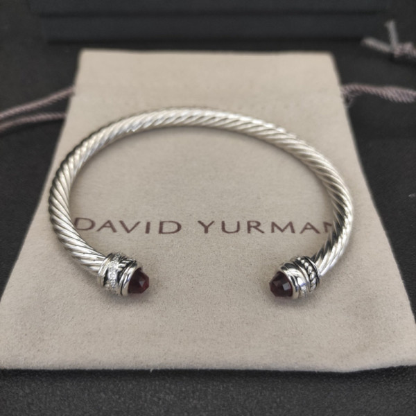 David Yurman 5mm Cable Classics Rotating Red Diamond Cuff Bracelet