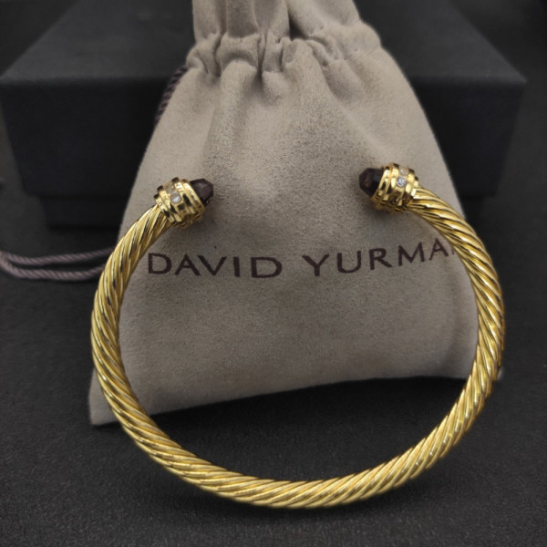 David Yurman Gold Tone 5mm Purple Diamond Cuff Bracelet