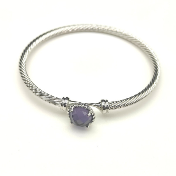 David Yurman 3mm Purple Diamond Cable Cuff Bracelet