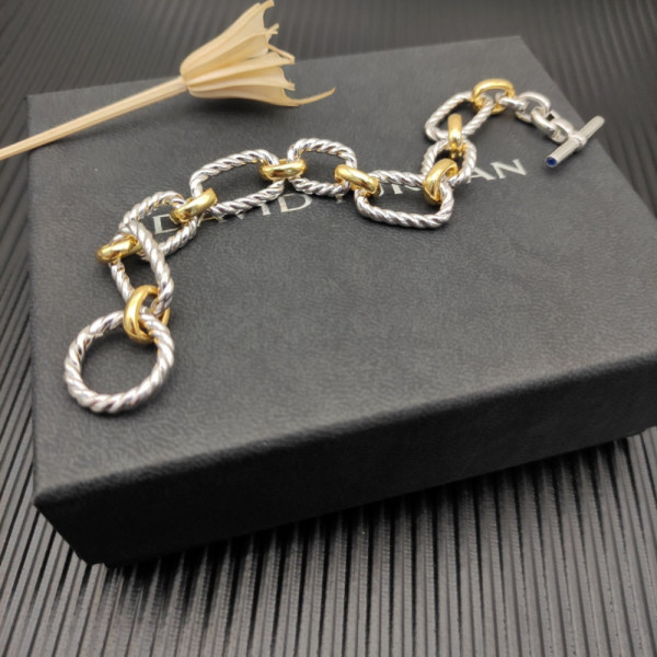 David Yurman Gold and Silver Twisted Cable Bracelet, 19cm
