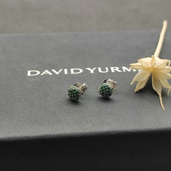 David Yurman 8mm Green Diamond Stud Earrings
