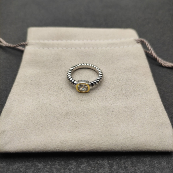 David Yurman 6mm Wide Square White Diamond Ring