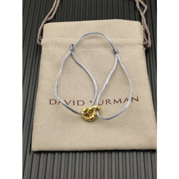 David Yurman Grey Double Ring Gold Nylon Cord Bracelet