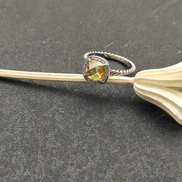 David Yurman Four-Prong Square Yellow Diamond Ring