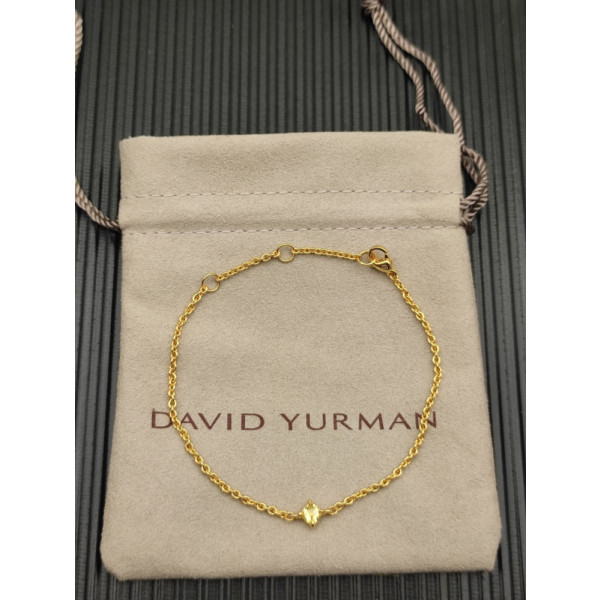 David Yurman 4mm Gold Single Stone Yellow Diamond Bracelet