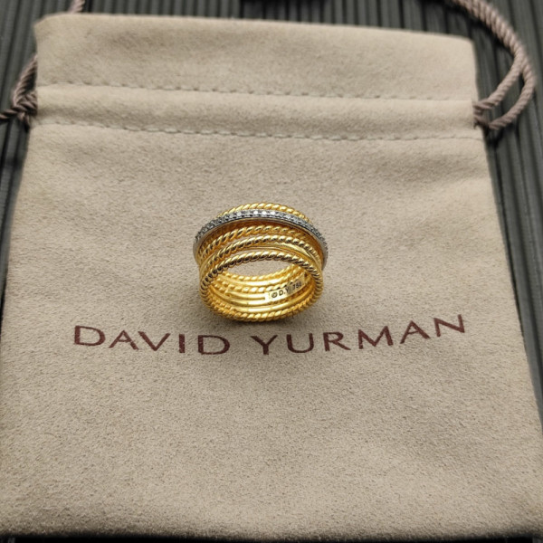 David Yurman Gold Pav&Atilde;&copy; Twisted Cable Ring