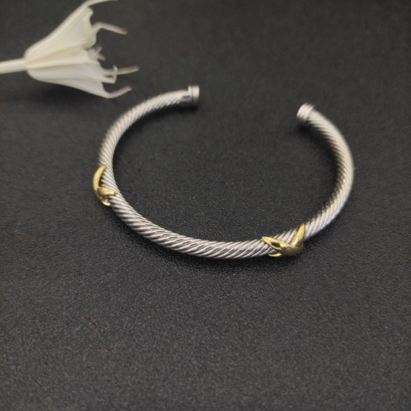 David Yurman 4mm Cable Cuff Bracelet with Double X Station Accent