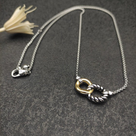 David Yurman Gold and Silver Horsebit Chain Necklace