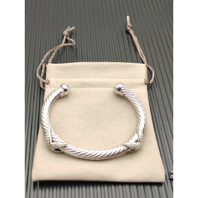 David Yurman Silver 7mm Diamond Double X Cuff Bracelet