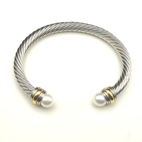 David Yurman 7mm Gold and Silver Pearl Cable Bracelet