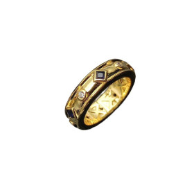 David Yurman Renaissance Gemstone Band Ring with Blue Diamond Accent