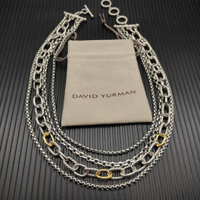 David Yurman Gold and Silver 29mm Multi-Row Chain Necklace