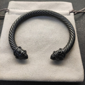 David Yurman 7mm Black Colorful Enamel Cuff Bracelet, Fits Wrist Size 16cm - 20cm