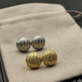 David Yurman Silver 14mm Pav&Atilde;&copy; Twisted Spiral Stud Earrings