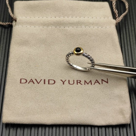 David Yurman Gold and Silver 2.8mm Petite Cable Black Onyx Ring