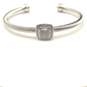 David Yurman 4mm Square Pav&Atilde;&copy; Cable Bracelet with White Diamonds