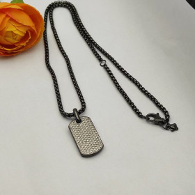 David Yurman Black and Gold Pav&Atilde;&copy; White Diamond Logo Necklace