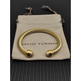 David Yurman 7mm Half Pav&Atilde;&copy; Diamond Gold Cuff Bracelet