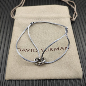 David Yurman Grey Double Ring Sterling Silver Nylon Cord Bracelet