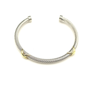 David Yurman 4mm Cable Cuff Bracelet with Double X Station Accent