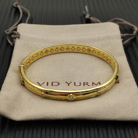 David Yurman 8mm Gold Pav&Atilde;&copy; White Diamond Renaissance Band Bracelet