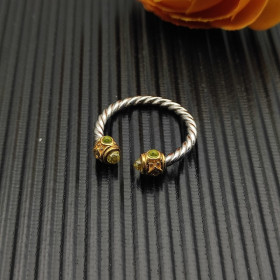 David Yurman 2.3mm Gold and Silver Renaissance Green Diamond Pav&Atilde;&copy; Ring
