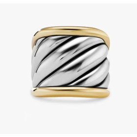David Yurman Silver Gold and Silver Saddle Ring