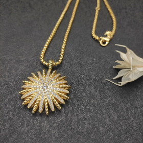 David Yurman Gold Sunflower Cable Pav&Atilde;&copy; Diamond Necklace