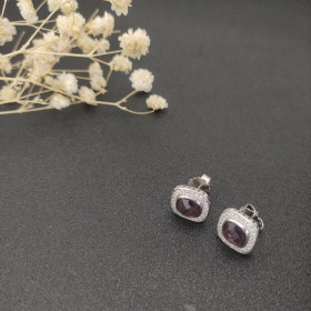 David Yurman 7mm Square Purple Diamond Stud Earrings
