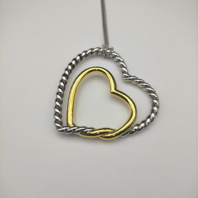 David Yurman 38mm Gold and Silver Double Heart Necklace