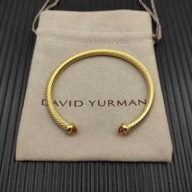 David Yurman 4mm Gold Champagne Diamond Bangle Bracelet