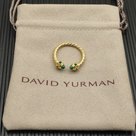David Yurman 2.3mm Gold Renaissance Peacock Green Pav&Atilde;&copy; Diamond Ring