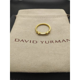 David Yurman Petite Helena Wrap Band Ring 18K Yellow Gold with Diamonds 4mm