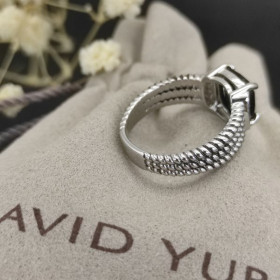 David Yurman Petite Wheaton Ring Sterling Silver with Hampton Red Topaz and Diamonds 10mm
