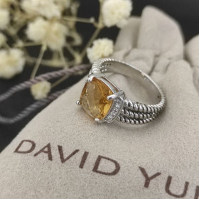 David Yurman Petite Wheaton Ring Sterling Silver with Hampton Yellow Topaz and Diamonds 10mm