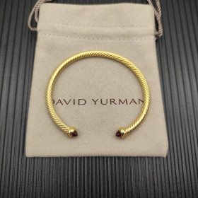 David Yurman 4mm Gold Red Diamond Bangle Bracelet