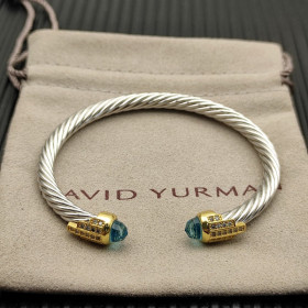 David Yurman 5mm Gold End Sterling Silver 5-Row Pav&Atilde;&copy; Blue Diamond Bracelet