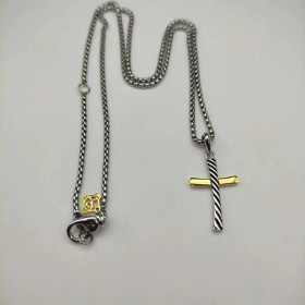 David Yurman Gold and Silver Horizontal Cross Pendant Necklace