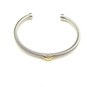 David Yurman 4mm Cable Cuff Bracelet with Single X Station Accent