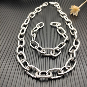 David Yurman Silver Madison Chain Diamond Accent Necklace 50cm