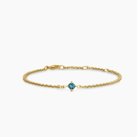 David Yurman 4mm Gold Single Stone Deep Blue Diamond Bracelet