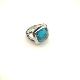 David Yurman 14mm Square Blue Diamond Ring