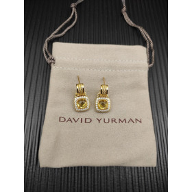 David Yurman Gold Yellow Pav&Atilde;&copy; Square Cable Drop Earrings