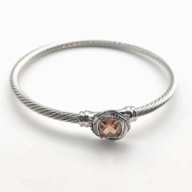 David Yurman 3mm Cable Classic Four-Point Champagne Diamond Cuff Bracelet
