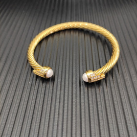 David Yurman Gold 5mm Five-Row Pav&Atilde;&copy; Diamond Pearl Bracelet