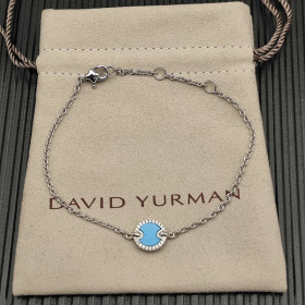 David Yurman Sterling Silver Pav&Atilde;&copy; Turquoise Round Charm Bracelet