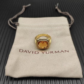 David Yurman Gold 14mm Square Champagne Pav&Atilde;&copy; Diamond Ring