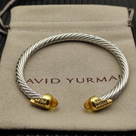 David Yurman 5mm Gold-Tone Head Sterling Silver Five-Row Pav&Atilde;&copy; Bracelet Yellow Diamonds