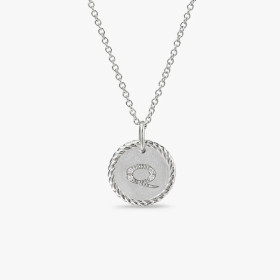 David Yurman Gold Diamond Initial Q Disc Pendant Necklace