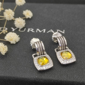 David Yurman 7mm Cable Four-Prong Stud Earrings with Yellow Diamond